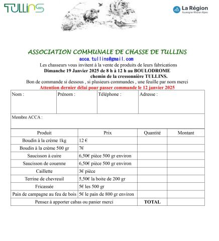 Bon de commande boudins