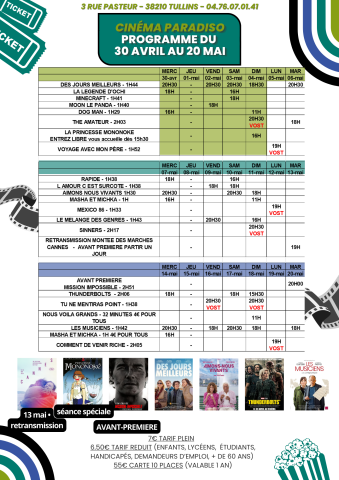 cinéma paradiso du 30 avril au 20 mai