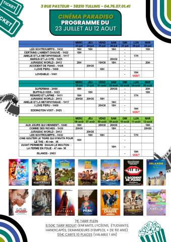 Programme cinéma du 23 juillet au 12 août