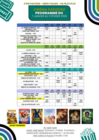 Programme du 7/01 au 3/02/2026